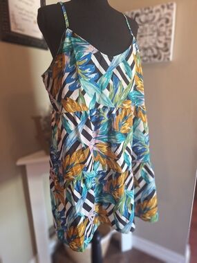 Show Me Your MuMu Babydoll Tropical Tiered Beach Dress L